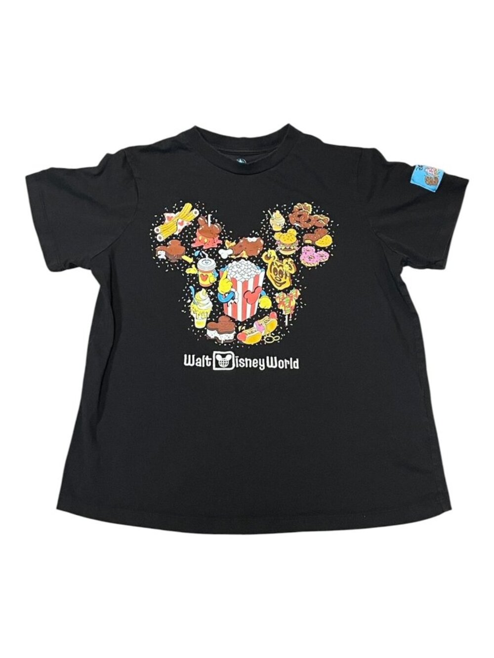 2024 Disneyland Eats Mickey Mouse Snack Black T-Shirt Organic Cotton Size Small